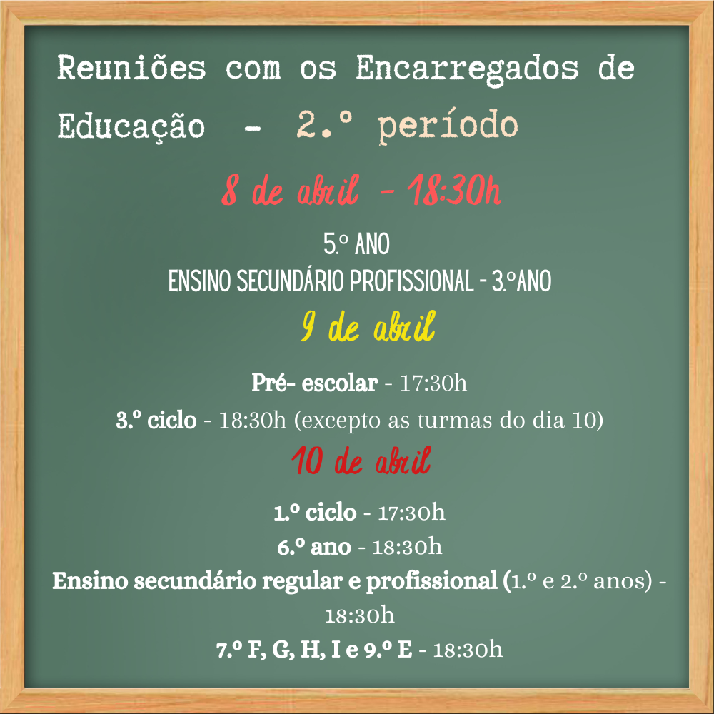 Reuniões com os Encarregados de Educação 2 periodo