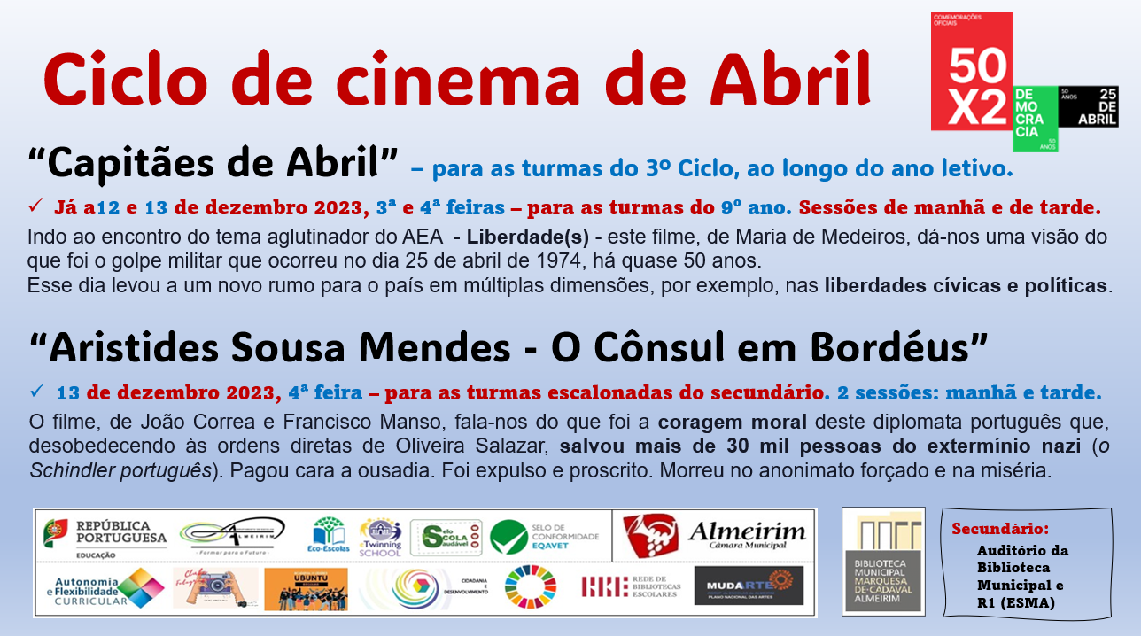 Cartaz cilco de cinema de abril